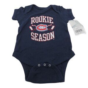 NHL Montreal Canadiens Infant 0/3m Navy Logo Creeper Bodysuit One Piece Hockey